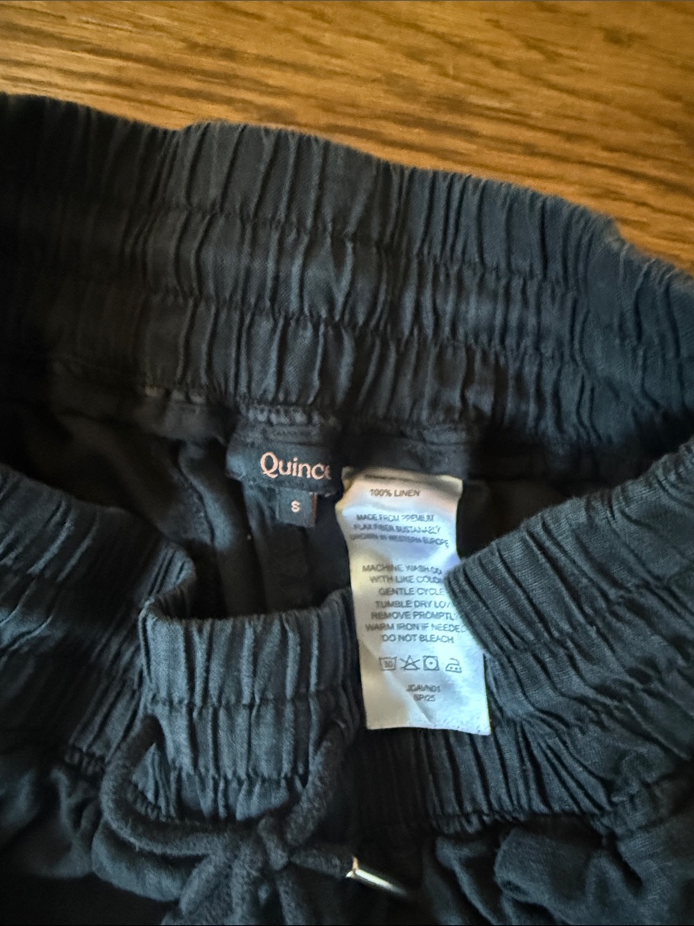 Quince black Elastic Waist Linen Pants